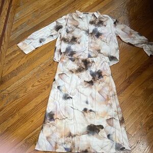 Abstract Print Blouse and Skirt Set